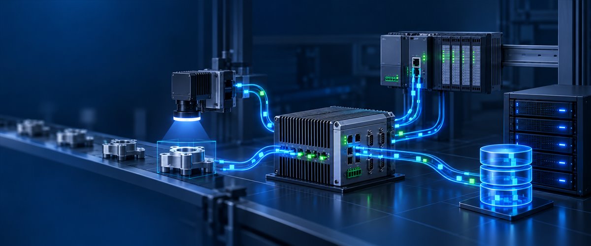 工业相机、边缘计算机、PLC与数据库通信场景