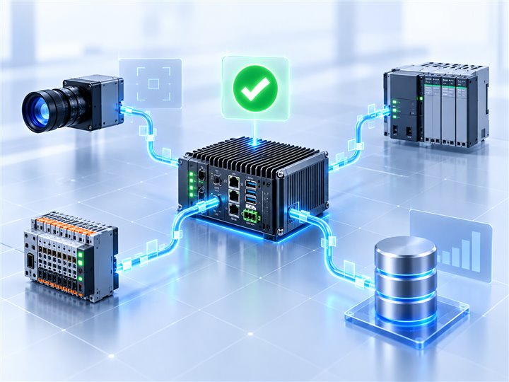 视觉系统连接工业相机、PLC、IO与生产数据库